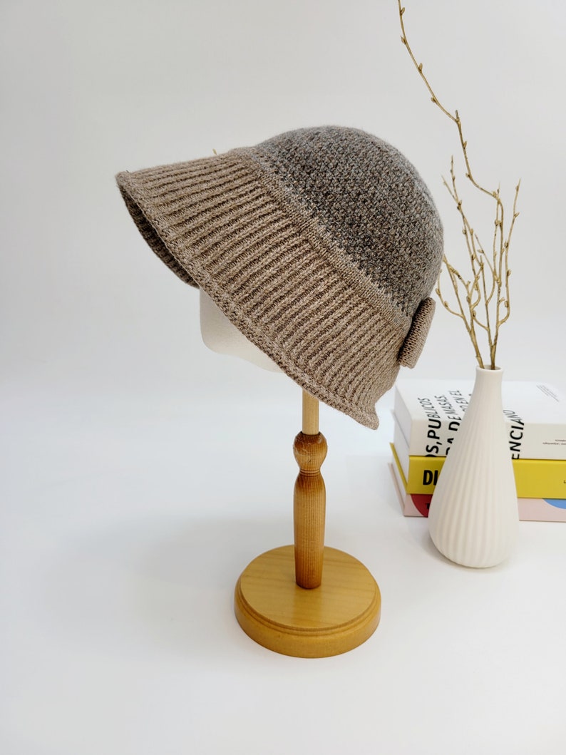 Winter Wool Bucket Hat, 100% Wool Hat, Stylish Vintage Color Wool Bucket Hat image 2