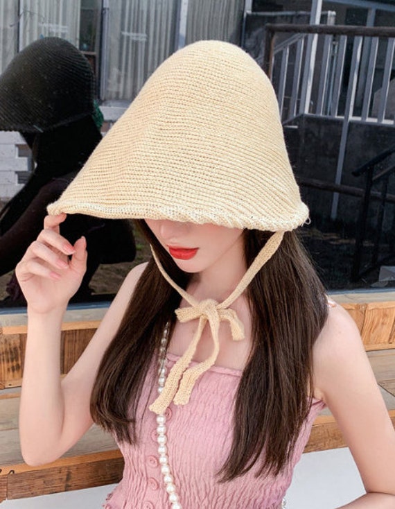 Wide Brim Bucket Hat Women Summer Sun Protection Cap Floppy