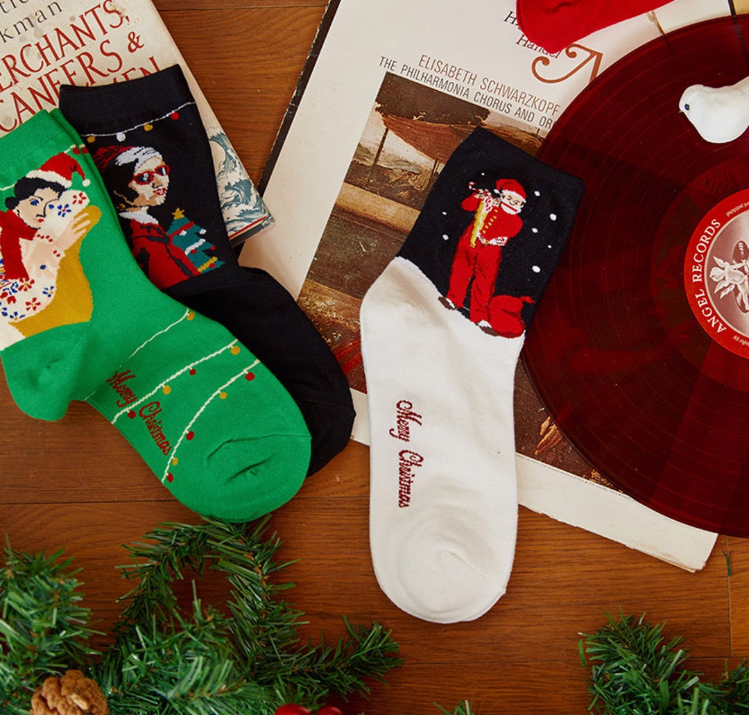 Womens Fun Christmas Socks, Holiday Gift, Christmas Socks Gift Set Etsy