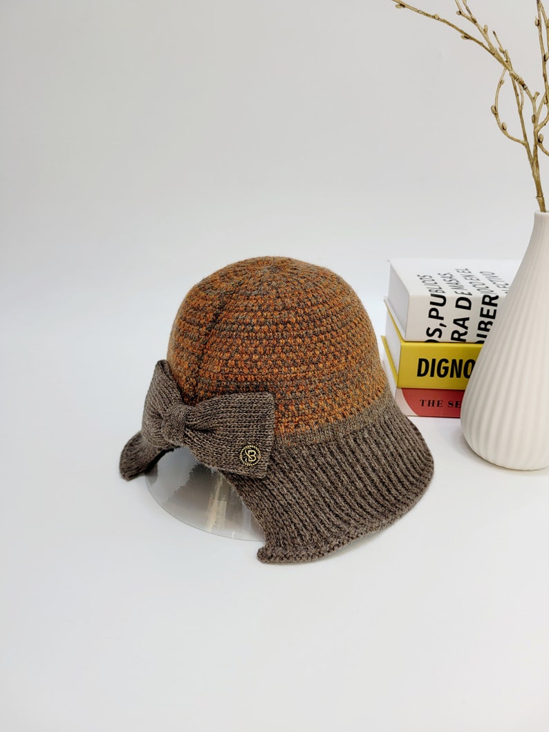 Winter Wool Bucket Hat, 100% Wool Hat, Stylish Vintage Color Wool Bucket Hat image 9