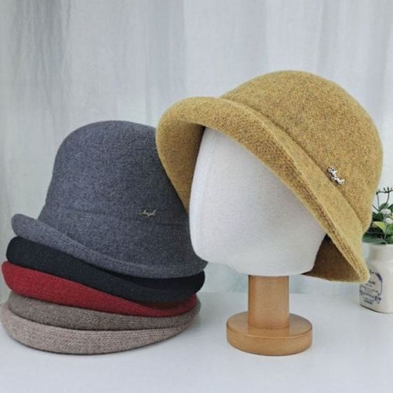 Women's Winter Adjustable Bucket Hat Wool Color Block Fall Autumn Winter Hat Felt Hat Foldable Gift for Her Warm Fashion Minimalist Trendy