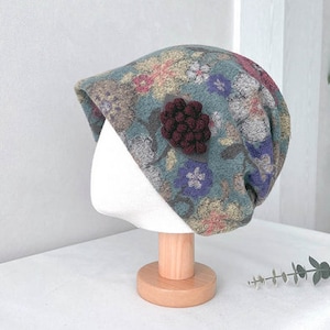 Women's Fall Winter Floral Patterned Hat Bungee Cloche Wool blended Warm Toasty Gift for Her Foldable Premium Quality Thick Printed Colorful