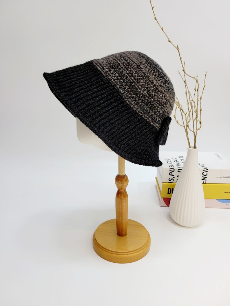 Winter Wool Bucket Hat, 100% Wool Hat, Stylish Vintage Color Wool Bucket Hat image 6