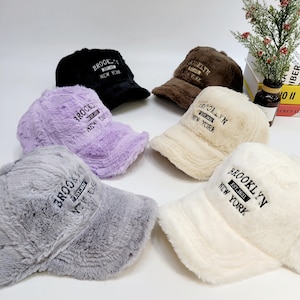 Warm Winter Baseball Cap, Faux mink hat, Winter Cap, Brooklyn Cap, Brooklyn hat