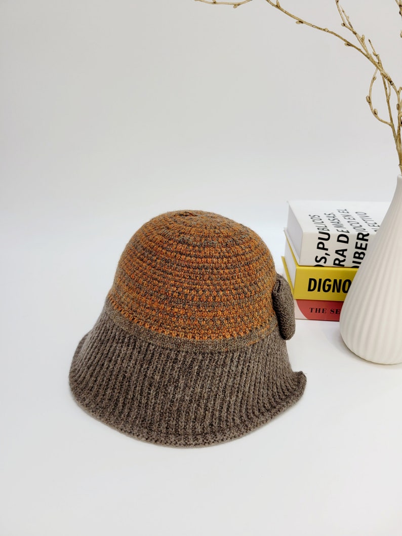 Winter Wool Bucket Hat, 100% Wool Hat, Stylish Vintage Color Wool Bucket Hat image 7
