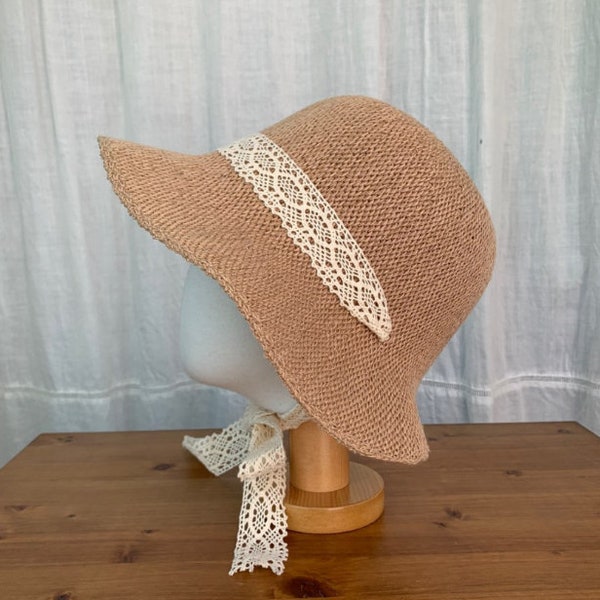 Natural bamboo women's hat, women's spring hat, women's summer hat, womens bucket hat with natural fabric, womens bucket hat