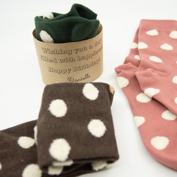 Chaussettes mi-mollet à pois, robe ras du cou unisexe à gros pois décontractée colorée élégante, cool et amusante, extensible de poids moyen | Étiquette personnalisée | Cadeau parfait