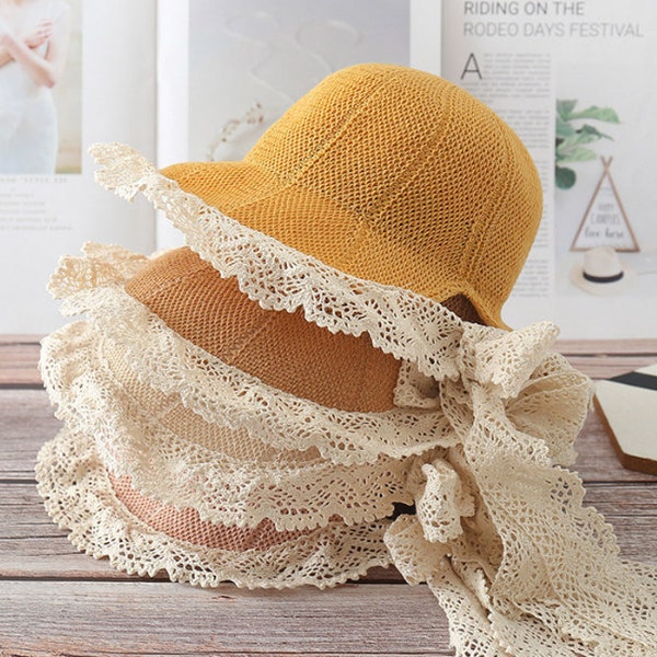 Kids Summer Hat/ Kids Sun Hat/ Kids Beach Hat/ Kids summer hat with lace