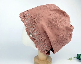 Women's Spring Summer hat,  Ultra Soft Beanie, Chemo Hat, Lace Embroidered Hat
