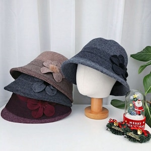 Women's Winter Adjustable Bucket Hat Wool Color block Fall Autumn Winter Hat Felt Hat Foldable Gift for Her Warm Fashion Minimalist Trendy