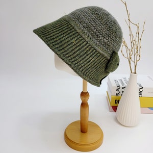 Winter Wool Bucket Hat, 100% Wool Hat, Stylish Vintage Color Wool Bucket Hat image 5