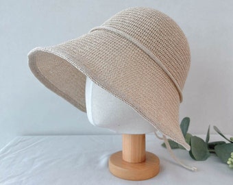 Women's Natural Bamboo Adjustable Bucket Hat, Large Brim Hat, Women's bucket hat