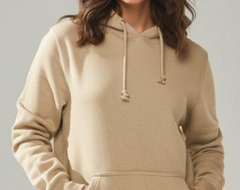 Oversized zwaargewicht hoodie, boxy fit streetwear blanco, 10oz zandbeige trui, minimalistische fleece hoodie, zacht katoen, hoodie aardetinten