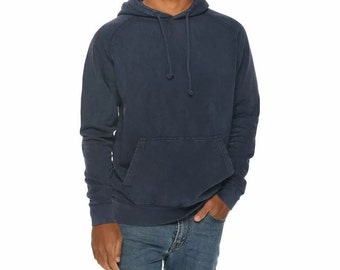 Vintage Denim Blue Hoodie, Mineral Wash Hoodie, College