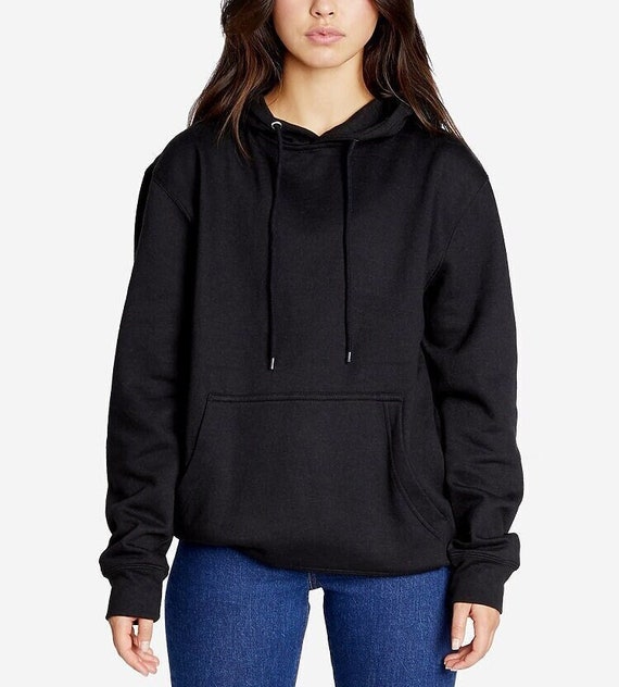 Black Hooded Sweatshirt Fleece Hoodies Women Light Weight