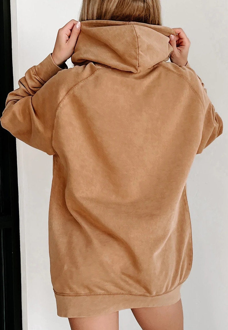 Vintage Camel Raglan Hooded Sweatshirt, Brown Hoodies for Women, Hoodie for Men, 100 Percent Cotton Hoodie, Acid Wash Hoodie, Mineral Wash image 3