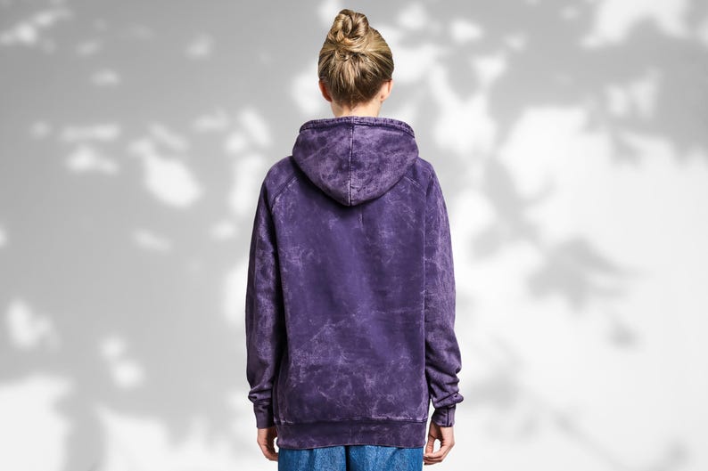 Vintage Acid Wash Cloud Purple Raglan Hoodie, Hoodies for Women, Mineral Wash Pullover Hoodie, Tie Dye, DIY, Gift for Him, Birthday Gifts image 6