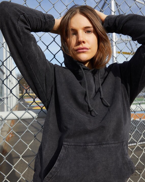 Vintage Black Hoodie Vintage Wash Lightweight Pullover Acid - Etsy Israel