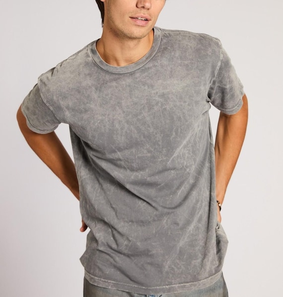 Vintage Acid Wash Cloud Rock T-shirt, Distressed Cloud Grey Tee
