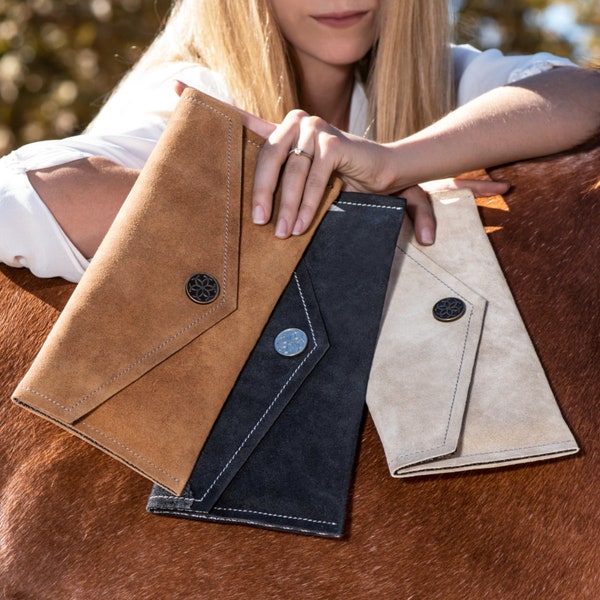 Ranchera Suede Envelope Clutch - Black