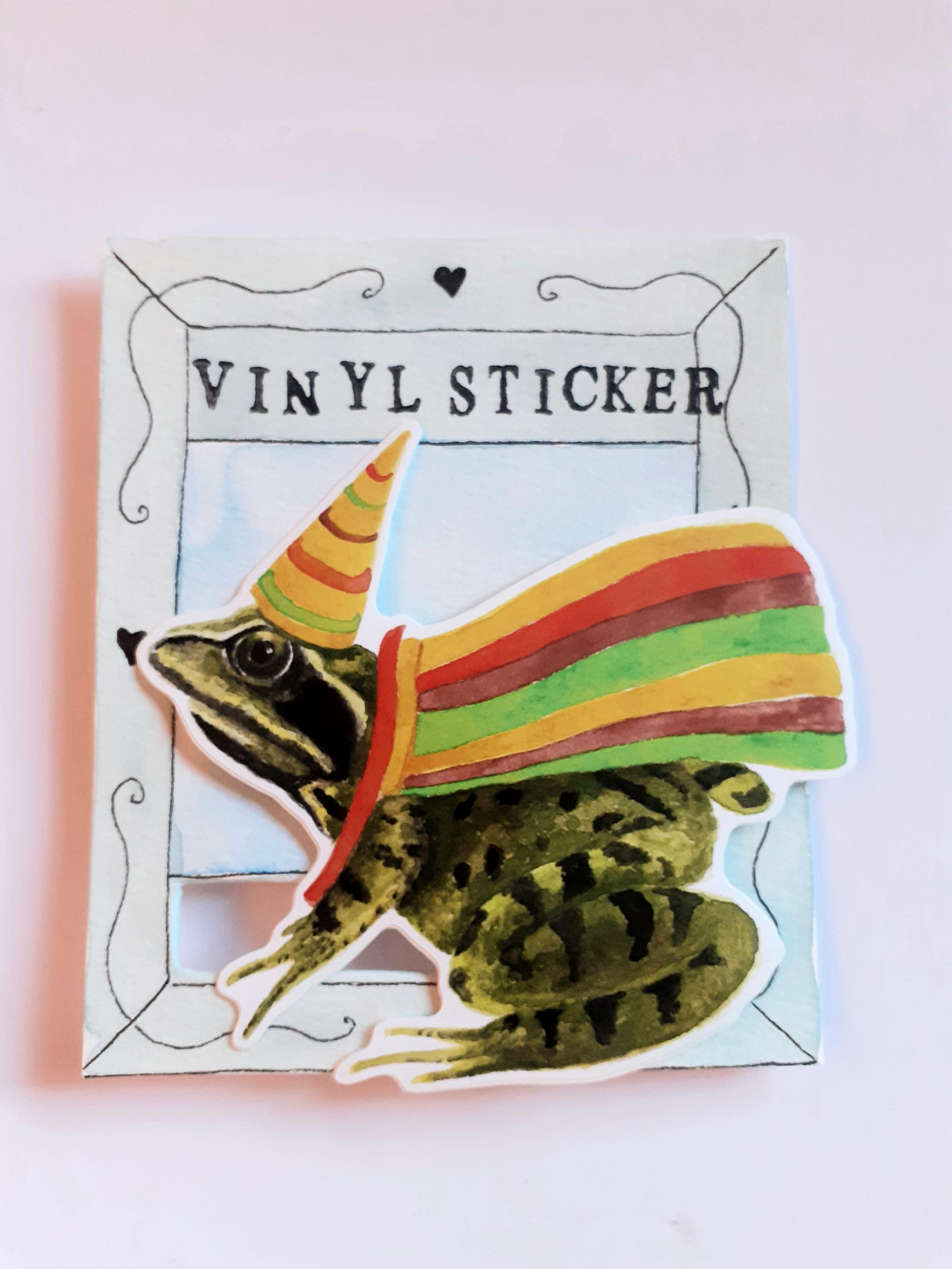Magical Wizard Frog Illustration Gloss Vinyl Sticker - Etsy