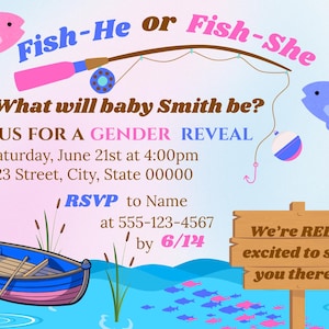 Custom Fish Gender Reveal Party Invitation