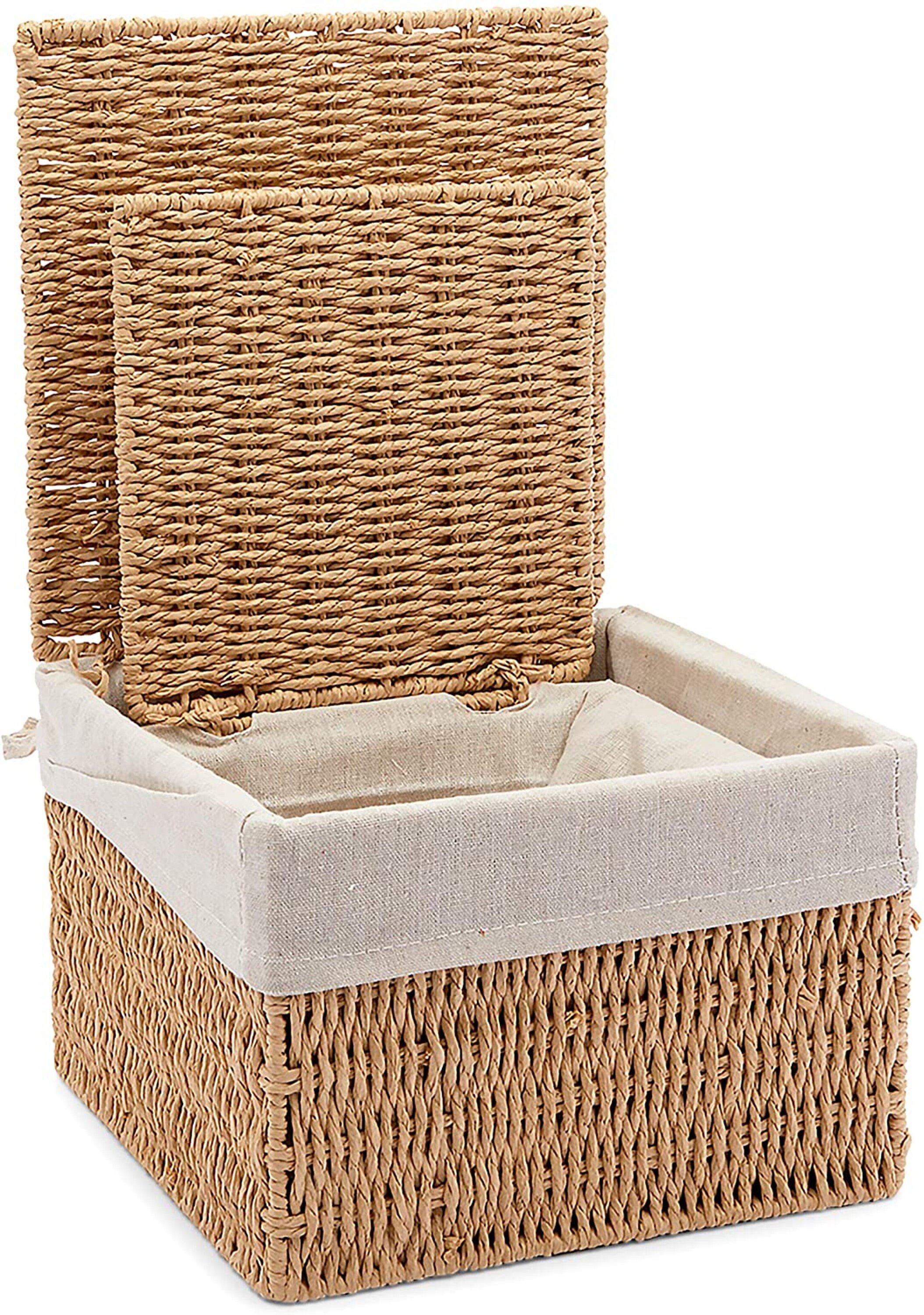 Woven Storage Baskets with Lid and Removable Liner 2 Sizes 2 Etsy