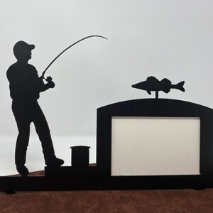 Fishing Man Picture Frame, Walleye Picture Frame, Walleye Fishing, Metal Fishing Frame, Fishing Frame, 4 x 6 Picture Frame, Fishing Decor