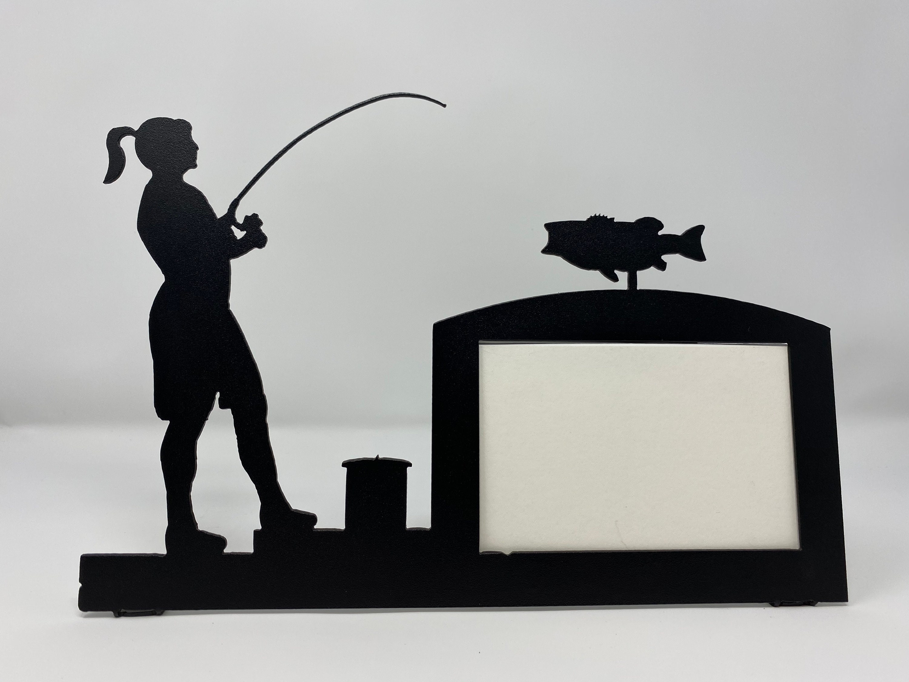 Fishing Woman Frame Bass Fishing Frame Metal Fishing Frame Etsy