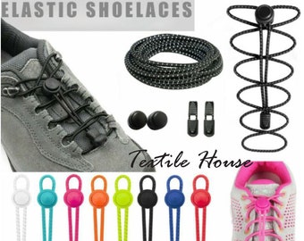 No Tie Shoe Laces Lazy Elastic Round Shoelaces Lock Adults Kids Sports Trainers