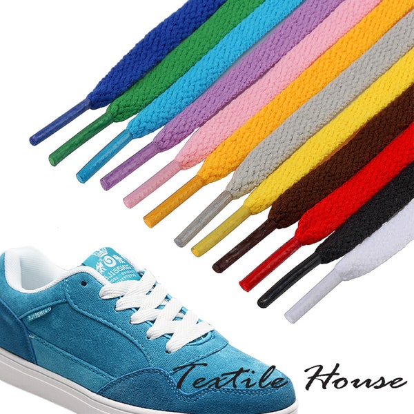 Shoe Laces Flat Coloured Plain Shoelaces - Adults and Kids - Ideal for Trainers Boots Football Running Hiking Quality and More - 25 Colours!