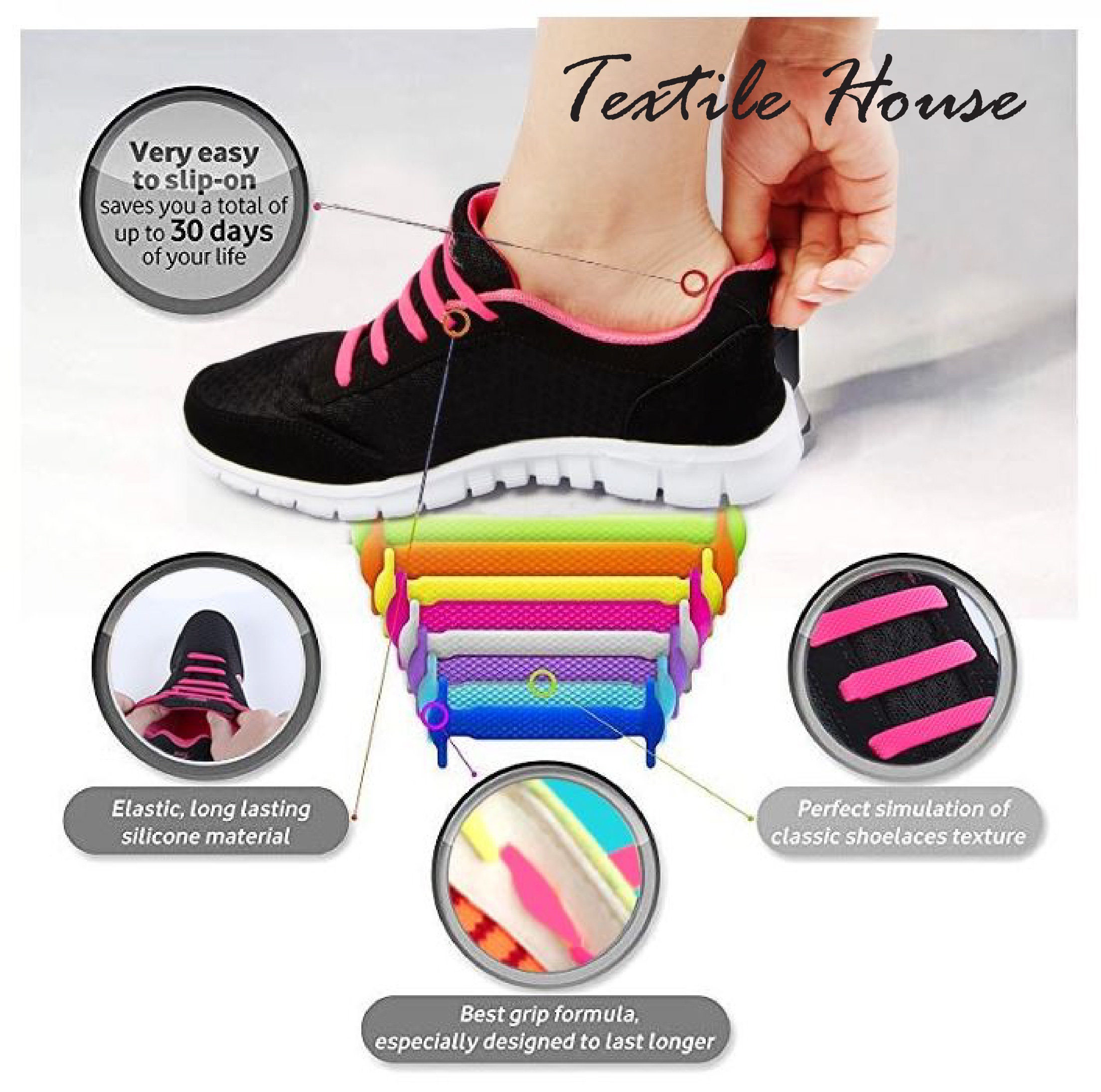 No Tie Shoe Laces Elastic Shoelaces Silicone Rubber Flat Etsy UK