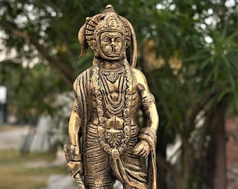 Hanuman statue  25.5 cm |  Hanuman Brass statue | hanumana statue | Bronze statue | Home decor | Monkey god | blessing mudra idol