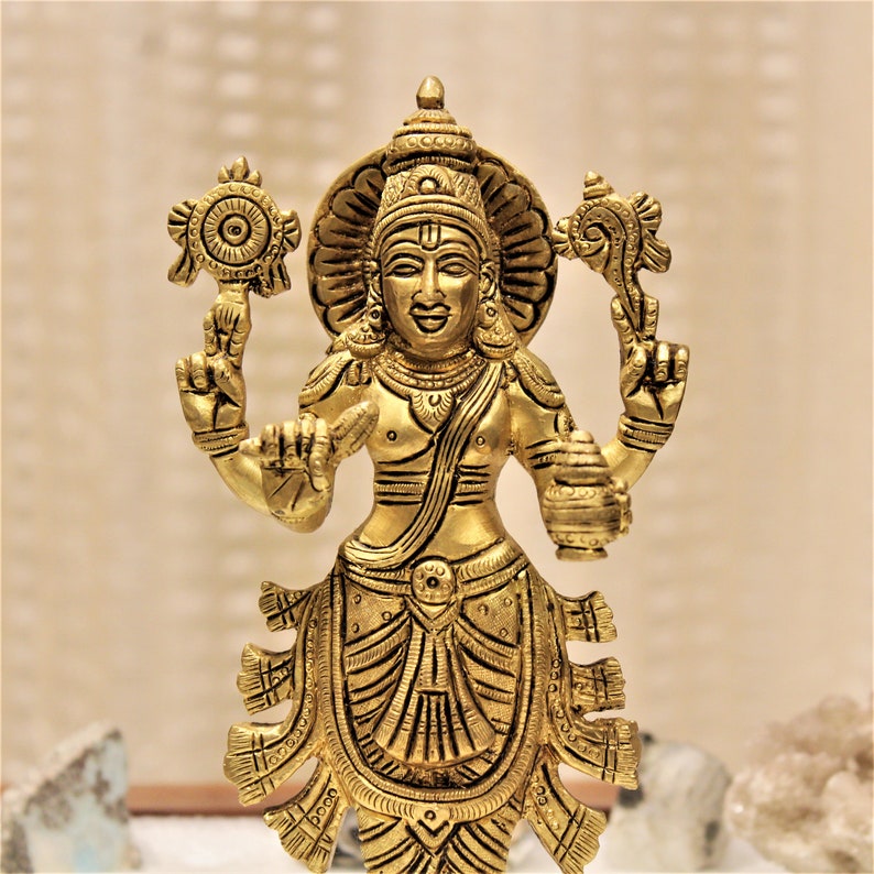 Lord Dhanvantri statue 8 inches brass statue hindu god medicine god god of ayurveda blessing sculpture medicinal guru image 7