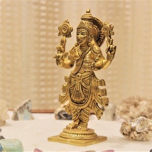 Lord Dhanvantri statue 8 inches brass statue hindu god medicine god god of ayurveda blessing sculpture medicinal guru image 6