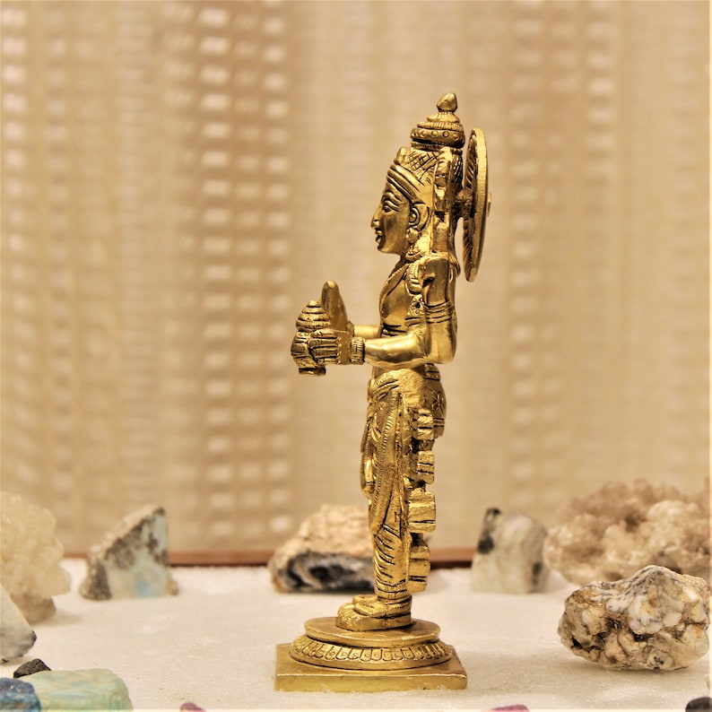 Lord Dhanvantri statue 8 inches brass statue hindu god medicine god god of ayurveda blessing sculpture medicinal guru image 5
