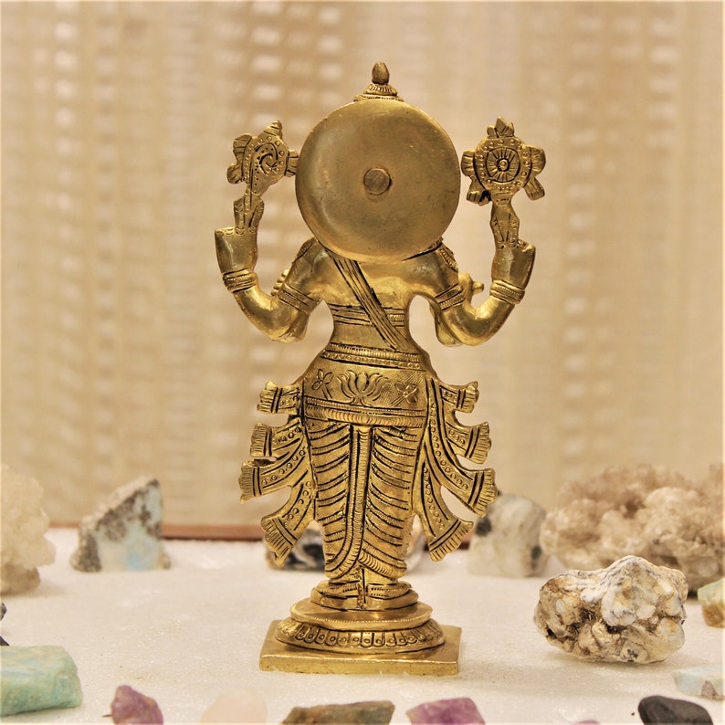Lord Dhanvantri statue 8 inches brass statue hindu god medicine god god of ayurveda blessing sculpture medicinal guru image 4