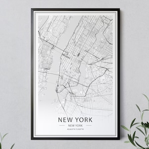New York Karte Druck, New York Karte, New York City Karte, Manhattan Karte Druck, druckbare Kunst, NYC Druck, Manhattan Poster, SOFORTIGER DOWNLOAD