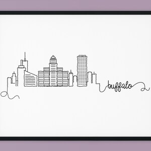Buffalo Skyline Print, New York Printable Wall Decor, Buffalo Pen Line Print, Minimalist Art, Silhouette Landmark Poster, INSTANT DOWNLOAD