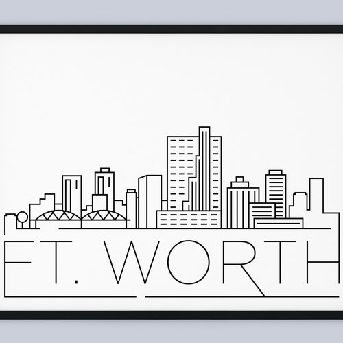 Fort Worth Skyline Print Texas Printable Ft. Worth Poster - Etsy