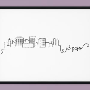 El Paso Skyline Print, Texas Printable Wall Decor, El Paso Pen Line Print, Minimalist Wall Art, Silhouette Landmark Poster, INSTANT DOWNLOAD