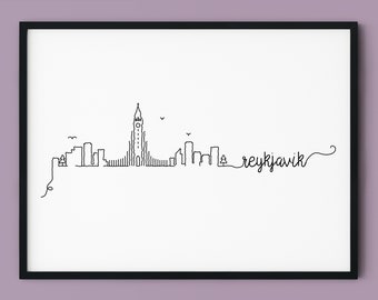 Reykjavik Skyline Kunstdruck Island Dekor (Instant Download)