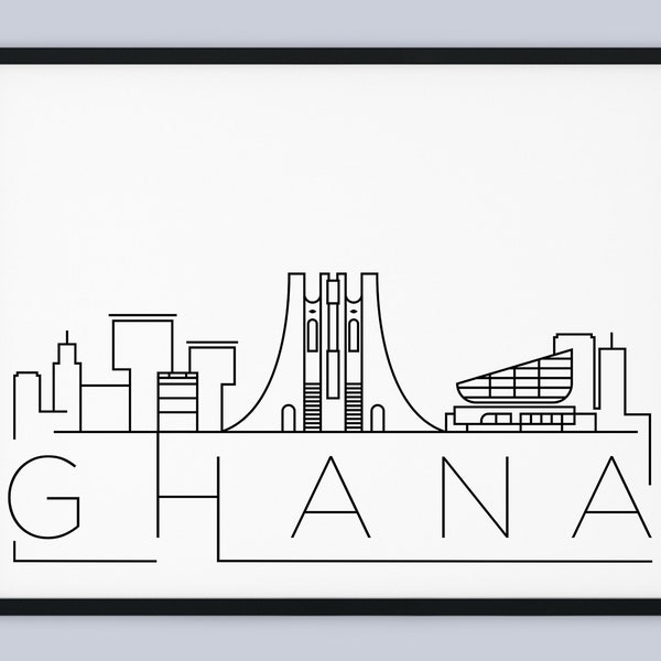 Ghana Skyline Print, Ghana Printable, Ghana Poster, Accra City Print, Ghana Print Art, Ghana Travel Decor, INSTANT DOWNLOAD