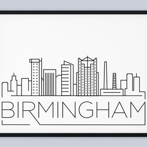 Impressão do horizonte de Birmingham, impressão da Inglaterra, pôster de Birmingham, impressão da cidade de Birmingham, arte de impressão de Birmingham, decoração de viagem, DOWNLOAD INSTANTÂNEO