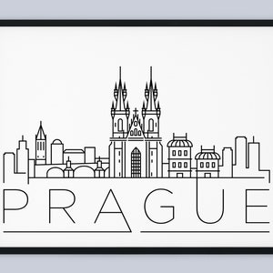 Prague Skyline Print, Czech Republic Printable, Prague Landmark Poster, Prague City Print, Prague Print Art, Travel Decor, INSTANT DOWNLOAD