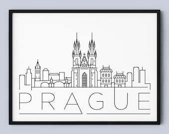 Prague Skyline Art Print: Czech Republic Travel Decor (Instant Download)