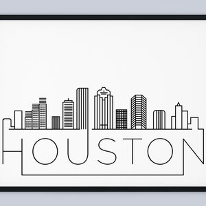 Houston Skyline Print, Texas Printable, Houston Poster, Houston City Print, Houston Landmark Decor, Minimalist Art, INSTANT DOWNLOAD