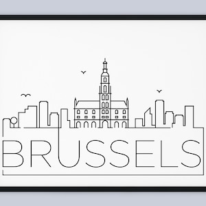 Brussels Skyline Print, Bélgica imprimible, Cartel de Bruselas, Brussels City Print, Brussels Print Art, Bélgica Travel Decor, DESCARGA INSTANTÁNEA