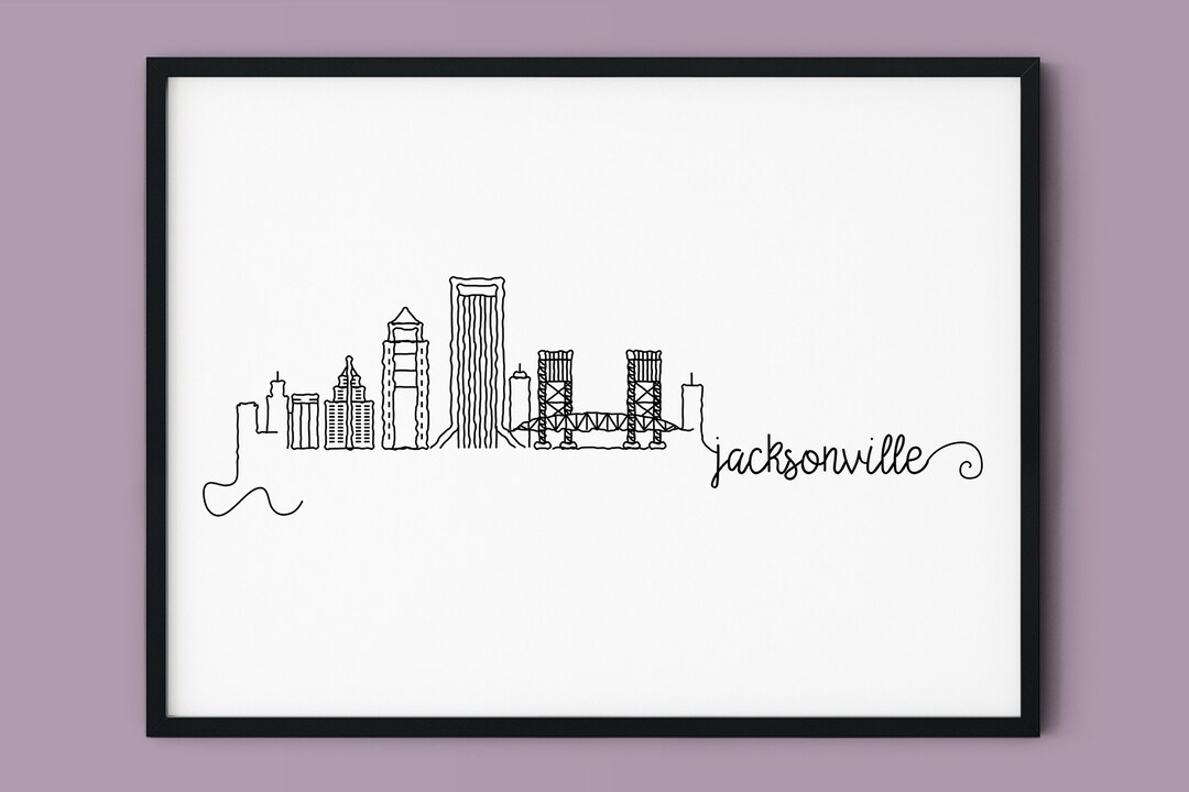 Jacksonville Print, Florida Printable Decor, Jacksonville Pen Line ...