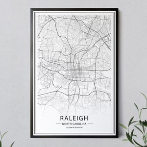 Raleigh Map Print, North Carolina Map Poster, Raleigh Street Map, North Carolina Wall Art, US Maps, Printable Decor, INSTANT DOWNLOAD
